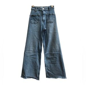 Zara Wide Leg Marine Jeans w Front Patch Pockets